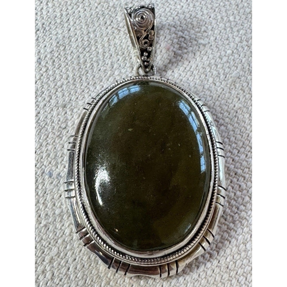 JG Poland Green Baltic Amber 925 Sterling Silver Pendant 20.15g